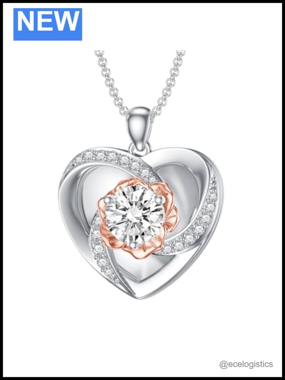 SOULMEET 10k 14k 18k White Gold 1ct Moissanite Diamond Heart Locket Necklace